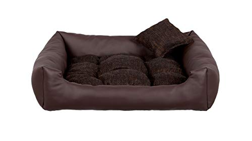 gutekissen Hundebett aus Ökoleder Hundebett Hundesofa Hundeliege Hundekissen Kunstleder Hundeschlafplatz - Langlebige Materialien und hohe Qualität EKO (XS - 55x45, Braun) von gutekissen