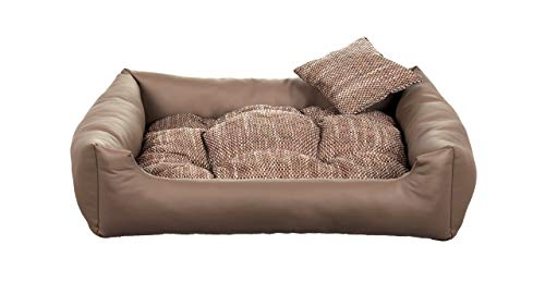 gutekissen Hundebett aus Ökoleder Hundebett Hundesofa Hundeliege Hundekissen Kunstleder Hundeschlafplatz - Langlebige Materialien und hohe Qualität EKO (XS - 55x45, Beige) von gutekissen