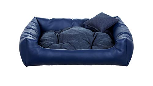 gutekissen® Hundebett aus Ökoleder Hundebett Hundesofa Hundeliege Hundekissen Kunstleder Hundeschlafplatz - Langlebige Materialien und hohe Qualität EKO (L - 90x75, Dunkelblau) von gutekissen