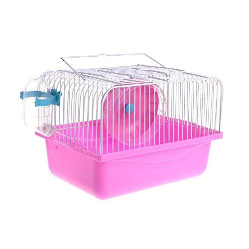 gutongyuan Haustier-Hamsterkäfig mit Laufrad, Wasserflasche, Futternapf, tragbare Tragetasche, Haus, Mäuse, Zuhause, für Ausgehen, Reisen (Pink) von gutongyuan