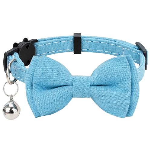 Gyapet Katzenhalsband mit Glöckchen, Sicherheitsschleife, für kleine Welpen, solide, Hochzeit, Halloween, Blau, 1 Stück von gyapet