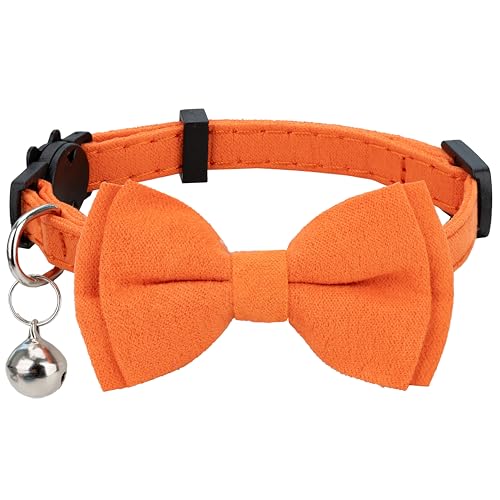 Gyapet Katzenhalsband mit Glöckchen, Sicherheitsschleife, für kleine Welpen, solide, Hochzeit, Halloween, Orange, 1 Stück von gyapet