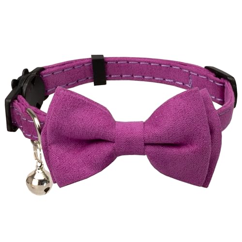 Gyapet Katzenhalsband mit Glöckchen, Sicherheitsschleife, für kleine Welpen, solide, für Hochzeit, Halloween, Violett von gyapet