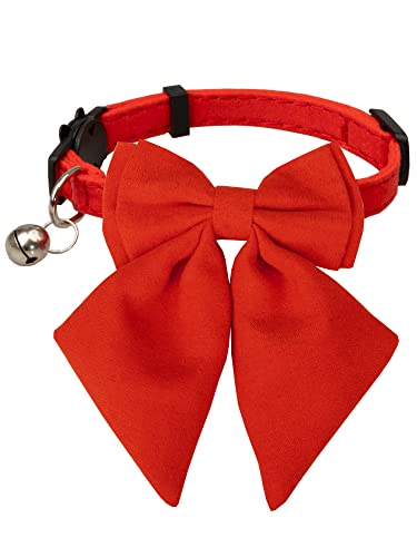 Gyapet Katzenhalsband mit Glöckchen, für kleine Welpen, Sicherheitsfliege, einfarbig, für Hochzeiten, Grundfarbe, Seemannsschleife, 1 Stück, Rot von gyapet