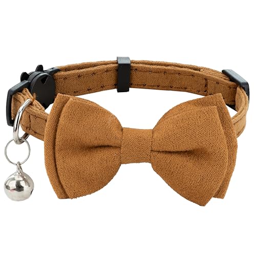 Gyapet Katzenhalsband mit Glöckchen, zum Abreißen, für kleine Welpen, Sicherheitsfliege, einfarbig, Hochzeit, Grundfarbe [1 Stück] Khaki von gyapet