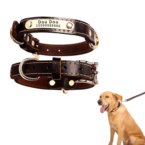 Hundehalsband, benutzerdefiniertes Haustierhalsband, individuelles graviertes Hundehalsband mit Name und Telefonnummer für Jungen- und Mädchenhunde oder Katzen, einstellbare Größe von hadefa