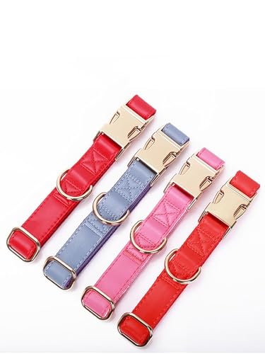Hundehalsband, personalisierbar, mit Namen und Telefonnummer, verstellbares Hundehalsband aus echtem Leder, Rosa, Größe S von hadefa