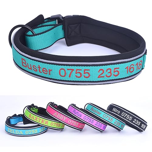 Reflektierendes Hundehalsband, personalisierbar, mit Namen und Telefon für Jungen und Mädchen, Nylon, 4 verstellbare Größen: S, M, L, XL, Teduolong Tauchmaterial von hadefa