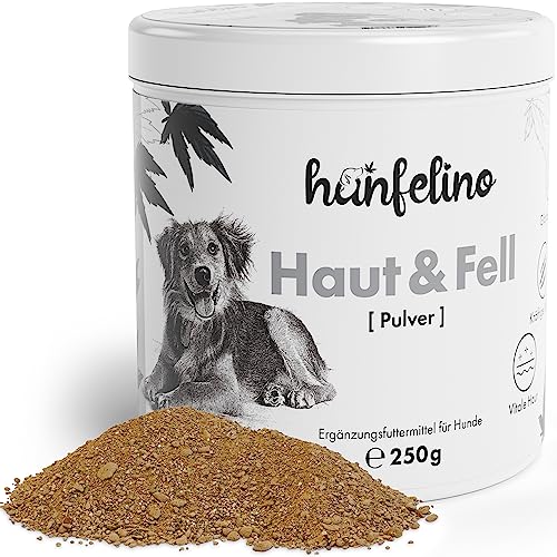 hanfelino Haut & Fell Pulver für Hunde - Unterstützt die Hautfunktion bei Dermatose/Juckreiz und Haarausfall beim Hund mit Bierhefe, Biotin und Zink bei Fellproblemen & Erkrankung der Haut von hanfelino