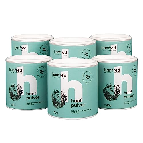 Hanfpulver für Hunde Mini aus Österrreich - Natürliche Beruhigung - 100% Naturbelassen - 6 x 30g (6er Pack) von hanfred