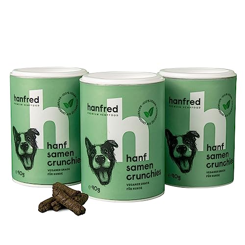 Hanfsamen Crunchies, 100% Hanfsamen aus Österreich, Veganer Hundesnack, 3 x 90g von hanfred