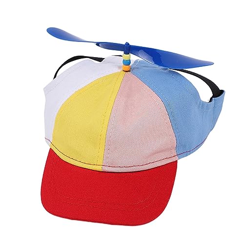 hanwen Haustier Propeller Mütze Haustier Outdoor Sportmützen mit Ohrlöchern, Regenbogen Helikopter Zylinder Baseball Mütze Hundemütze Katzenmütze Heimtierbedarf von hanwen