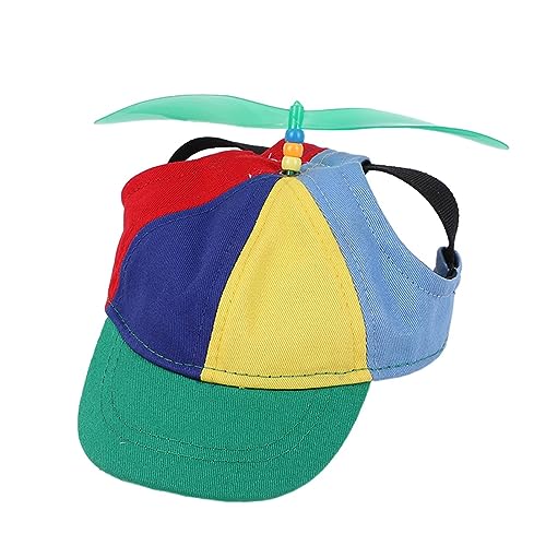 hanwen Haustier Propeller Mütze Haustier Outdoor Sportmützen mit Ohrlöchern, Regenbogen Helikopter Zylinder Baseball Mütze Hundemütze Katzenmütze Heimtierbedarf von hanwen