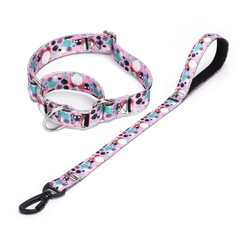 Haoyueer Martingale Halsband und Leine, hochwertiges rutschfestes Martingale-Halsband für Hunde, Größe M und L, für Mädchen und Hunde (Nr. 9, M) von haoyueer