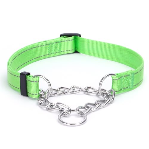 Martingale Hundehalsband mit Edelstahlkette, Martingalhalsband mit Reflektierenden, Einstellbar für Mittlere Große Hunde (Schwarz, S) von haoyueer