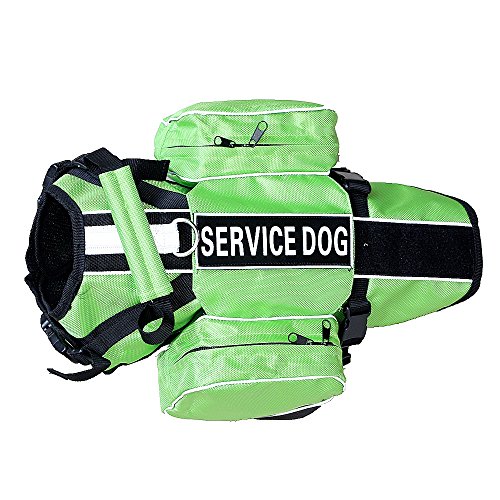 haoyueer Hunde-Rucksack für Service-Hunde, abnehmbare Satteltaschen mit Label-Patches (grün, L) von haoyueer