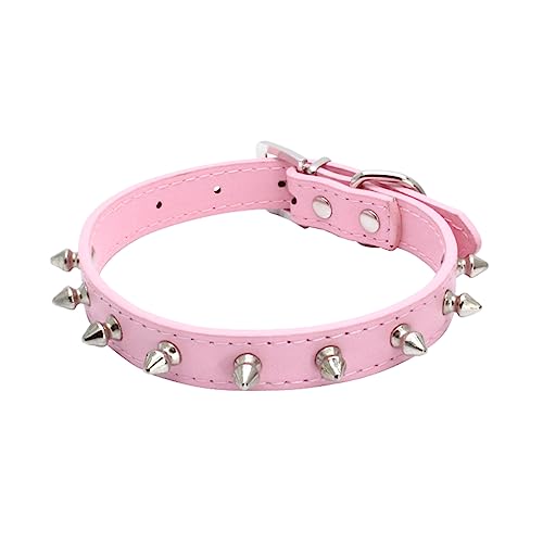 haoyueer Hundehalsband aus Leder, mit Nieten, Pilze, Nieten, Katzenhalsband für kleine mittelgroße Hunde, Katzen, Welpen, Kitty (S, Rosa) von haoyueer