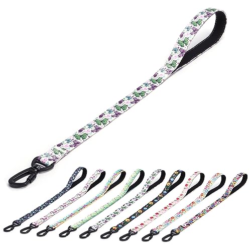 haoyueer Hundeleine, kurze Verkehrsleine für Hunde, strapazierfähig, Blumenmuster, weibliche Sicherheit, Nylon, Trainingsleine für mittelgroße und große Hunde (Schmetterling, 58,4 cm) von haoyueer