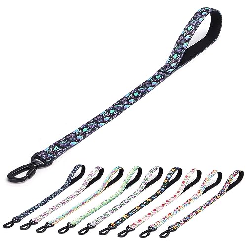 haoyueer Hundeleine, kurze Verkehrsleine für Hunde, strapazierfähig, Blumenmuster, weibliche Sicherheit, Nylon, Trainingsleine für mittelgroße und große Hunde (Totenköpfe, 58,4 cm) von haoyueer