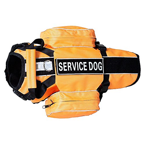 Haoyueer Service Hunderucksack, abnehmbare Satteltaschen mit Etiketten-Patches (S, passend für einen Umfang von 40,6–50,8 cm, Orange) von haoyueer