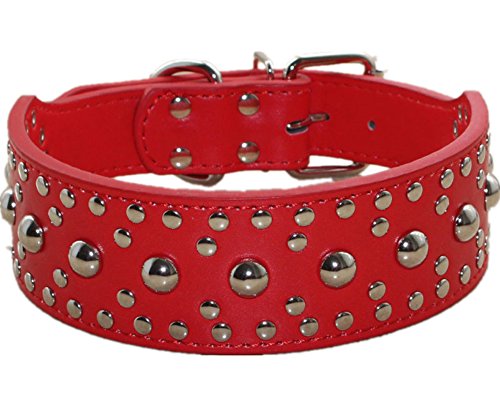 haoyueer Unisex-Hundehalsband, Leder, mit Nieten, Größe M, L, Rot von haoyueer