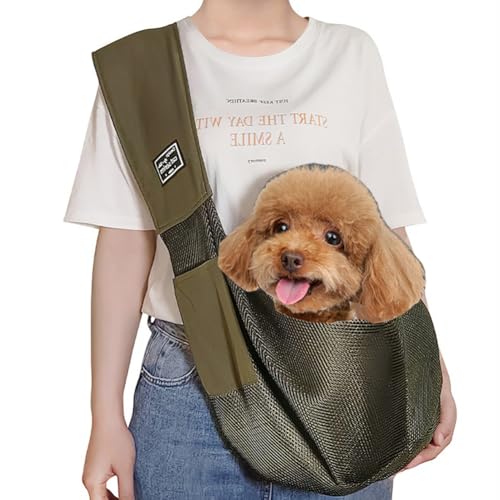 Tragetuch Hund 5kg Hundetragetasche mit breitem Schultergurt Sling Pet Welpen Katzen Schultertasche Haustier Hundetasche Faltbar Hundetragebeutel Kleintiere Single Schulter Pet Bag für Outdoor von haozaikeji