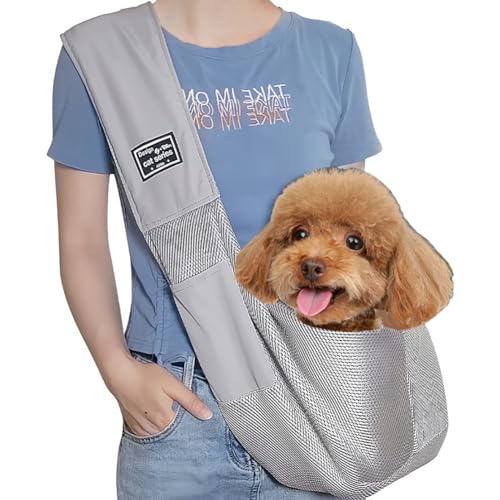 Tragetuch Hund 5kg Hundetragetasche mit breitem Schultergurt Sling Pet Welpen Katzen Schultertasche Haustier Hundetasche Faltbar Hundetragebeutel Kleintiere Single Schulter Pet Bag für Outdoor von haozaikeji