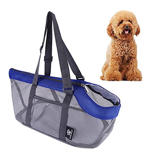 Tragetuch Hund Katze Sling Pet Rucksack Welpen Transporttasche Haustiere Hundetasche Tragbar Mesh Hundetragebeutel Kleintiere Single Schulter Pet Bag für Outdoor Reisen von haozaikeji