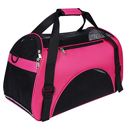 Transporttasche Hunde Katze Transportbox Atmungsaktiv Hundetasche Tragbar Katzentasche Verstellbar Katzentransportbox Mesh Hundetransportbox Haustier Transport Tasche Faltbar Hundebox von haozaikeji