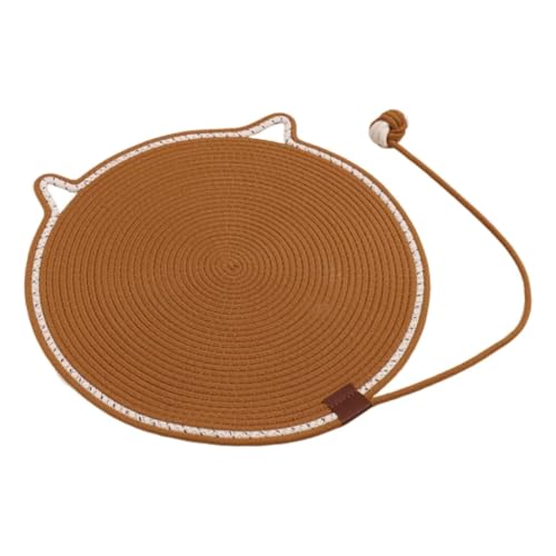 Katzenkratzmatte, 41,9 cm, Doppel-Kratzpads für Indoor-Katzen, natürliches Baumwollseil, Katzenkratzpad, runde horizontale Boden-Kratzmatte für Indoor-Katzen, Schleifen von Krallen, Nägeln (Khaki, 35 von hardinox