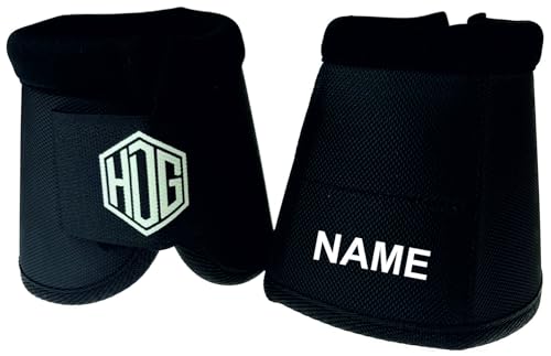 hdg Hufglocken Pferd mit Name personalisiert 2er Set Pferde Gamaschen No Turns mit Klettverschluss schwarz M l Springglocken schützen Kronrand und Ballen vor Verletzungen l individualisiert von hdg