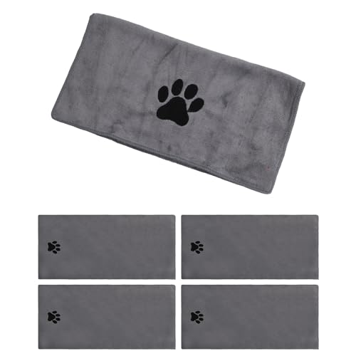 heavenlife 4 Pcs Handtücher für Hunde, Hundehandtuch Mikrofaser, Schnelltrocknend Badehandtuch für Hunde Katzen, Extra Weich Handtuch Extra Saugfähig für Haustier (Grau 35x75cm) von heavenlife