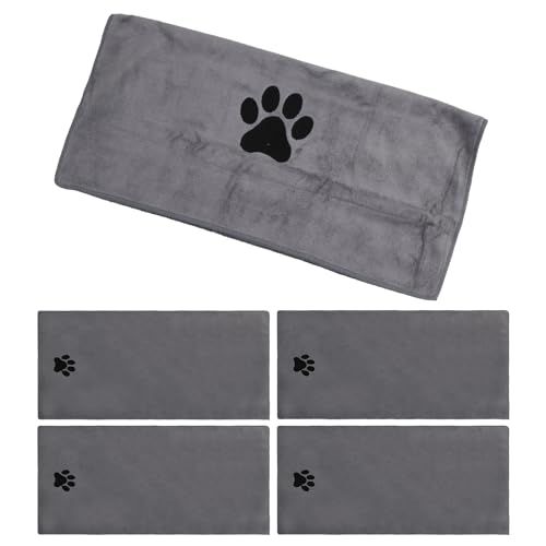 heavenlife 4 Pcs Handtücher für Hunde, Hundehandtuch Mikrofaser, Schnelltrocknend Badehandtuch für Hunde Katzen, Extra Weich Handtuch Extra Saugfähig für Haustier (Grau 50x100cm) von heavenlife