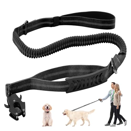 Hundeleine MittelGroße Hunde, Reflektierend Hundeleine 1.2-1.8m, Ruckdämpfer Hundeleine, Starke Hundeleine mit Gepolsterten Griff, Autosicherheitsgurt Hunde Leine für Mittel, Großen Hunde (Schwarz) von heedpeiur