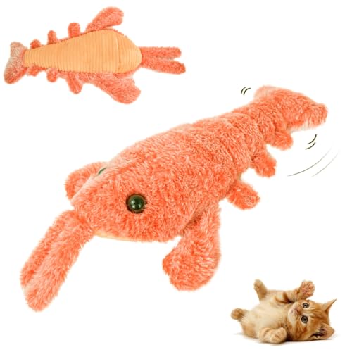 heepqy Interactive Dog Toy, 2024 Neuest Hundespielzeug, Hundespielzeug Unzerstörbar, Active Moving Pet Plush Toy, Lobster Dog Toy für Kleine, Mittelgroße und Große Kauer (Fleischfarbe) von heepqy