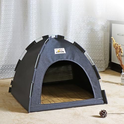 Katzenzelt für Indoor-Katzen, weiches Bett für Hund und Katze, mit weicher Matte, bequem und stabil, Größe M, Grau von helioflicker