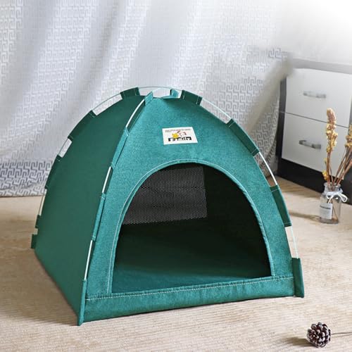 Katzenzelt für Indoor-Katzen, weiches Bett für Hund und Katze, mit weicher Matte, bequem und stabil, Größe M, Grün von helioflicker