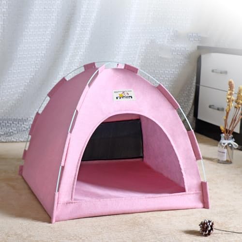 Katzenzelt für Indoor-Katzen, weiches Bett für Hund und Katze, mit weicher Matte, bequem und stabil, M, Pink von helioflicker