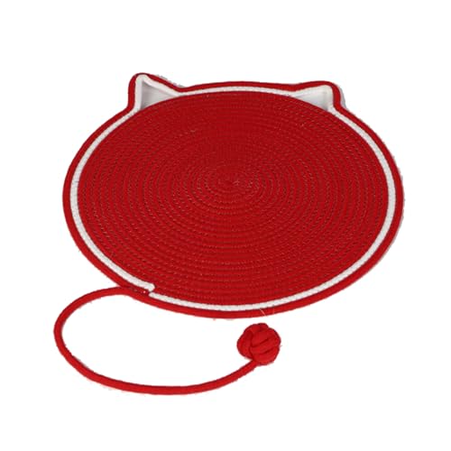 Kratzmatte für Katzen, natürliches Baumwollseil, Kratzmatte für Indoor-Katzen, zum Schleifen von Krallen, Nägeln, 50,8 x 50,8 cm, Rot von helioflicker