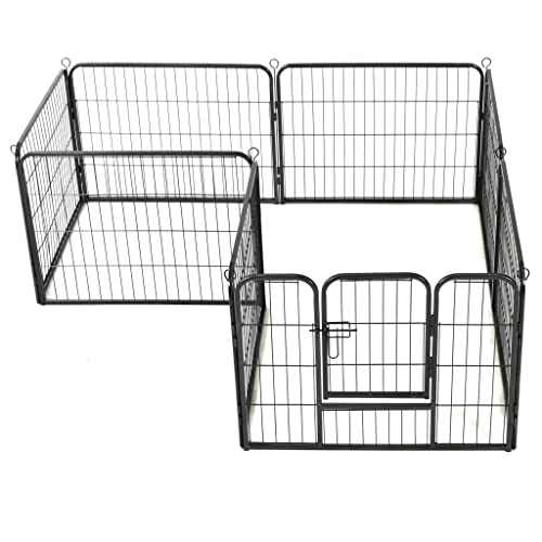 Laufstall für Hunde, 8 Paneele, Stahl, 60 x 80 cm, Schwarz 02_0000566 von helloshop26