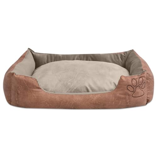 helloshop26 Hundebett mit Kissen, Kunstleder, XL, 90 x 70 cm, Korb 02_0001560 von helloshop26