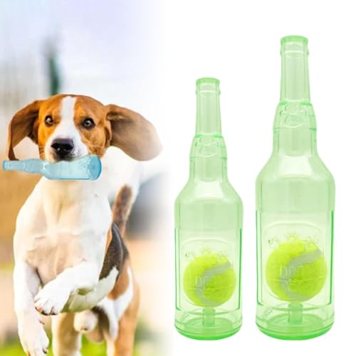 2Pcs Zentric CrunchNPlay Bottle Toy, Crunchn Play Bottle Toy, Zentric Bottle Toys for Dogs, Bottle Chew Toys for Dogs, Dog Toy Plastic Water Bottle with Ball (Green) von heofonm