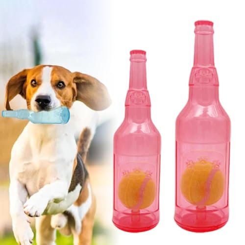 2Pcs Zentric CrunchNPlay Bottle Toy, Crunchn Play Bottle Toy, Zentric Bottle Toys for Dogs, Bottle Chew Toys for Dogs, Dog Toy Plastic Water Bottle with Ball (Red) von heofonm