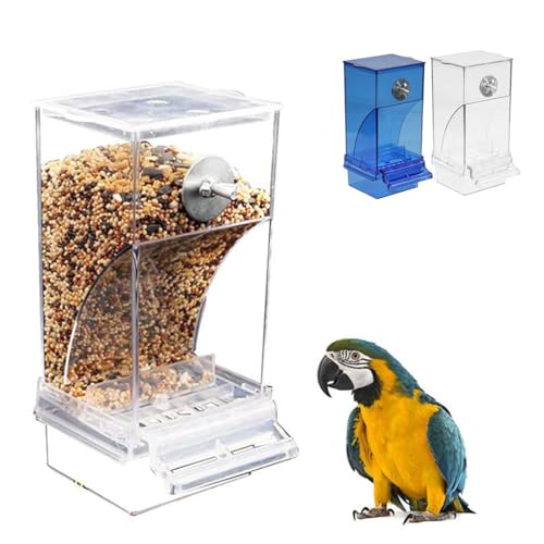 Automatic No-Spill Transparent Bird Feeder, No Mess Bird Feeders Automatic Parrot Feeder Drinker Acrylic Food Container, Suitable for All Small Birds (Transparent) von heofonm