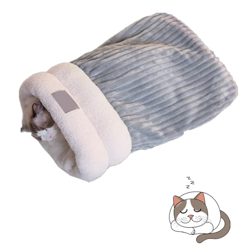 Cat Winter Sleeping Bag, Cat Sleeping Bag, Soft Plush Large Cat Sack Self Warm Cat Bed for Winter Cosy Cat Bed Cave, 360°wrap Comfortable Pet Snuggle Sack (L,Gray Blue) von heofonm