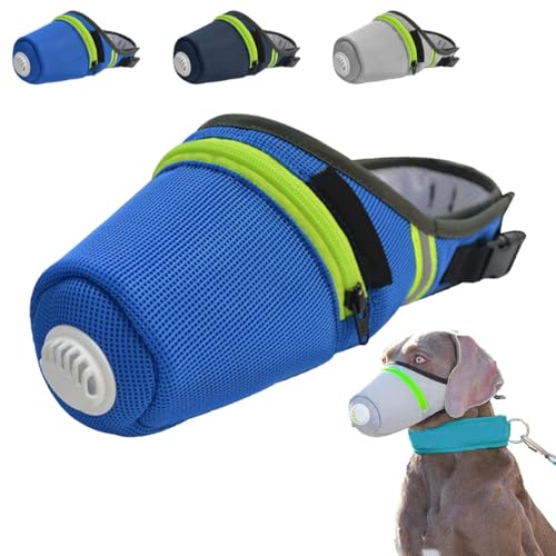 Dog Mask, Reusable Breathable Dog Air Filter Mask, Soft Adjustable Puppy Face Masks, Dogs Smoke Muzzle Puppy Respirator Masks (Blue,L) von heofonm