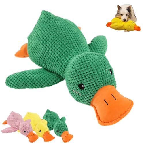 heofonm Calming Duck Dog Toy, Mellow Dog Calming Duck, The Mellow Dog Calming Duck Dog Toy, Yellow Duck Dog Toy, Stuffed Quack-Quack Duck Dog Chew Toy (Green) von heofonm