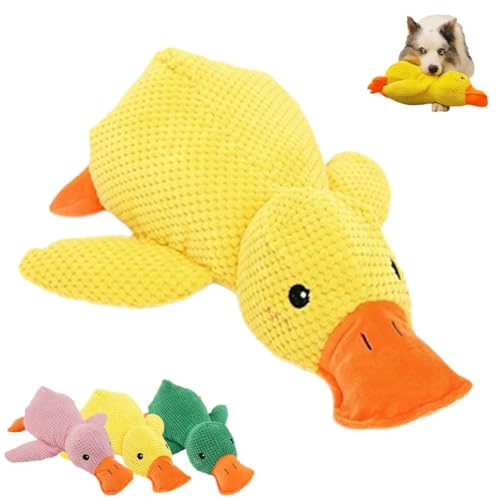 heofonm Calming Duck Dog Toy, Mellow Dog Calming Duck, The Mellow Dog Calming Duck Dog Toy, Yellow Duck Dog Toy, Stuffed Quack-Quack Duck Dog Chew Toy (Yellow) von heofonm