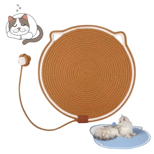 heofonm Celery Pets Dual Scratching Pad, Cotton Rope Cat Scratching Pad, Celery Pets Scratching Pads for Indoor Cats, Cat Scratcher Mat with Cat Ball Toy 17in /20in (17in,Brown) von heofonm