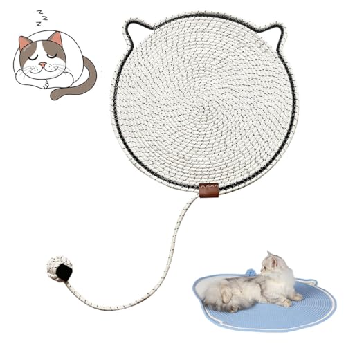 heofonm Celery Pets Dual Scratching Pad, Cotton Rope Cat Scratching Pad, Celery Pets Scratching Pads for Indoor Cats, Cat Scratcher Mat with Cat Ball Toy 17in /20in (17in,White) von heofonm